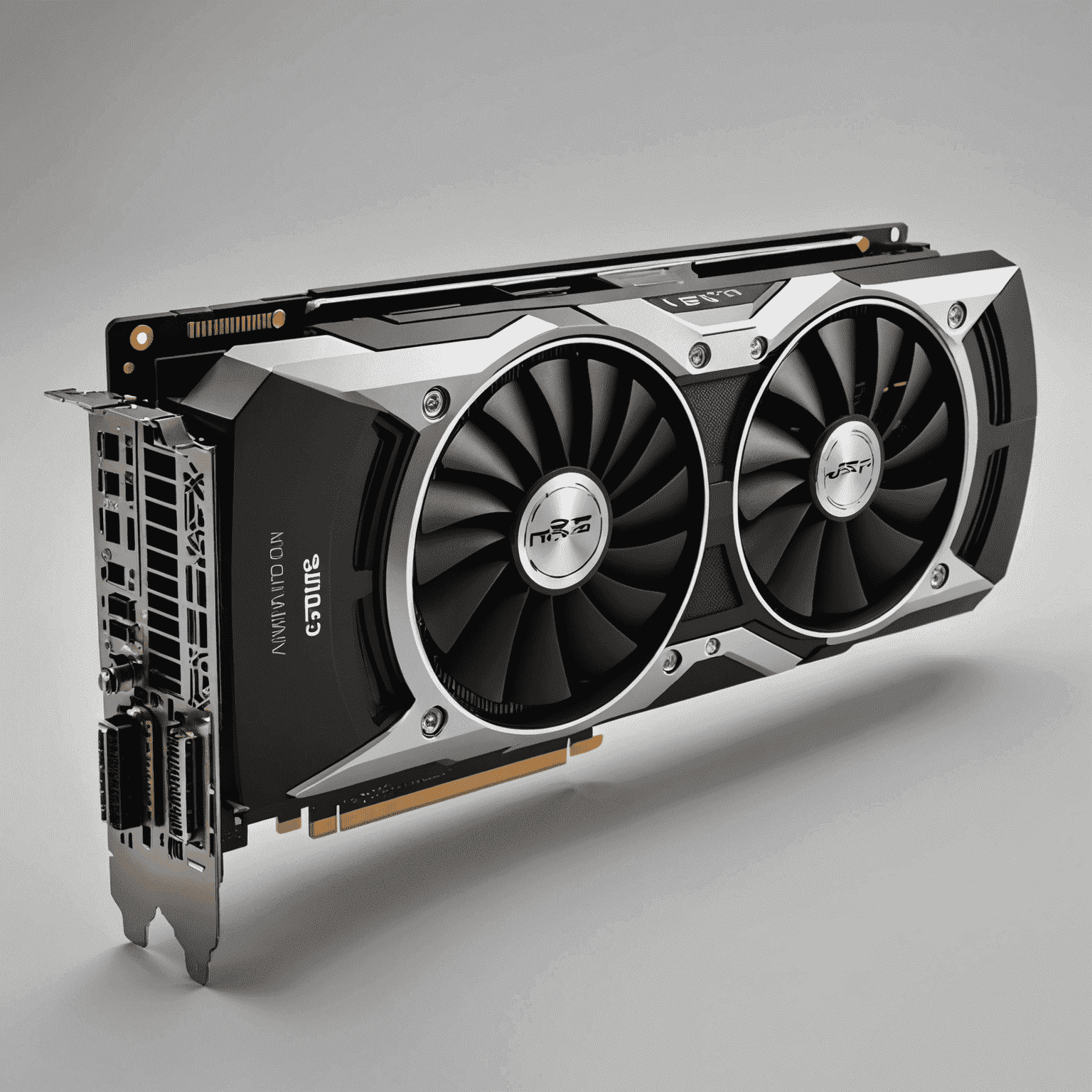 A futuristic graphics card with advanced cooling system and sleek design, showcasing next-generation GPU technology