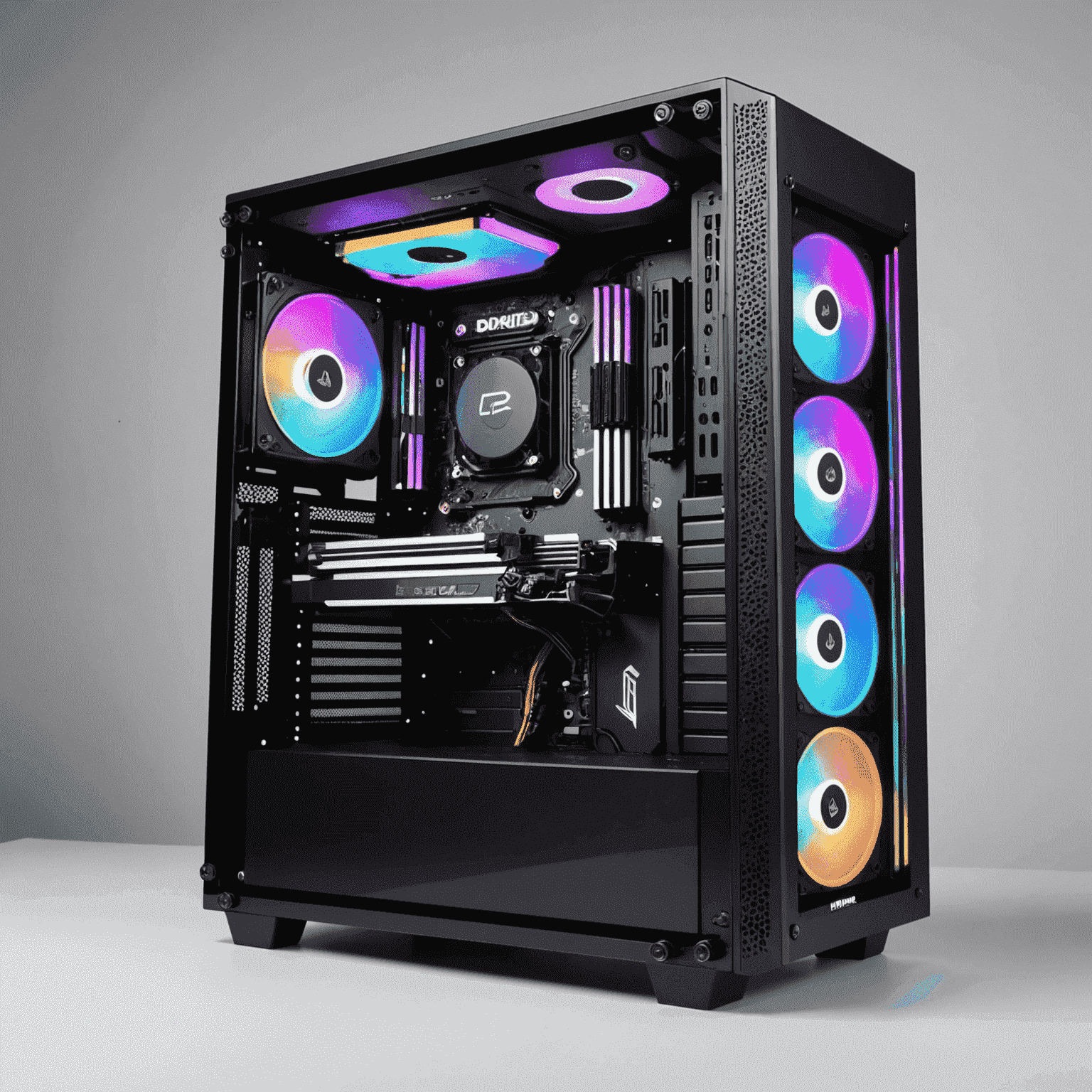 A high-performance gaming PC with visible DDR5 RAM modules, showcasing their sleek design and RGB lighting