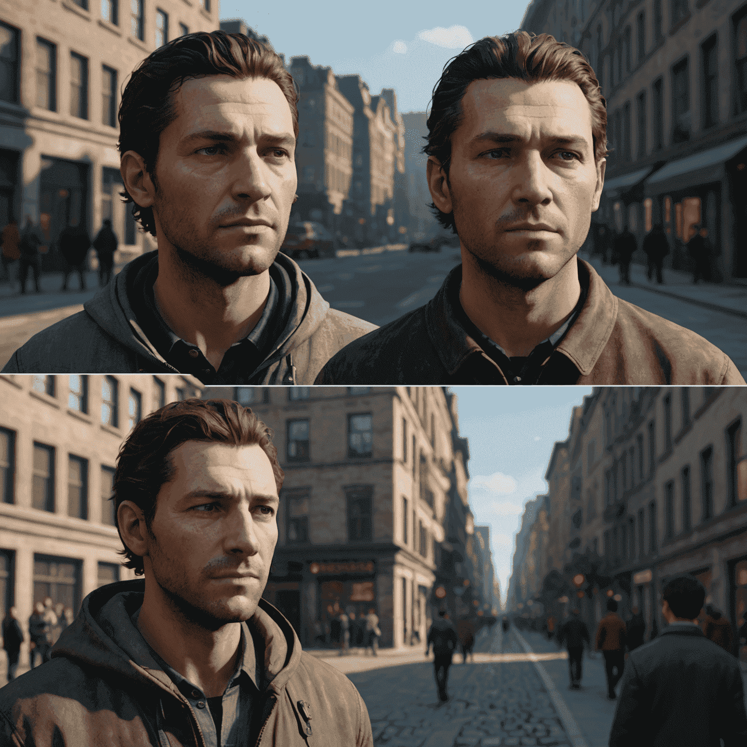 Split-screen comparison of traditional NPC behavior versus AI-enhanced NPC interactions, showing more complex and realistic scenarios